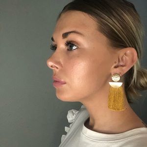 3 pairs of fun statement earrings, dangly, lightweight, gold accents